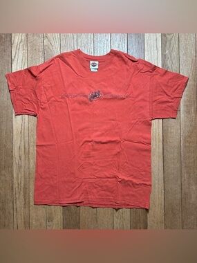 Harley-Davidson Men’s Red Orange Short Sleeve Motorcycle Biker Graphic Tee Y2K